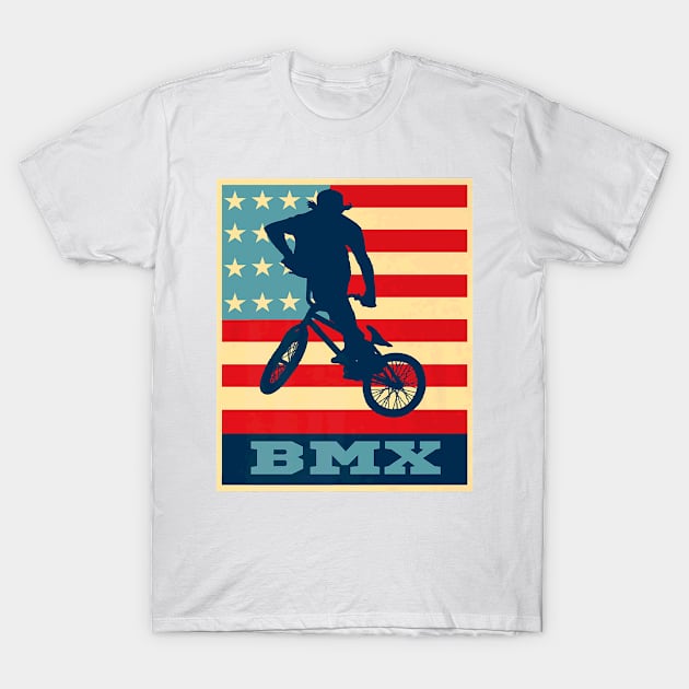 American Flag Bmx Retro Vintage Bmx T-Shirt by Macy XenomorphQueen